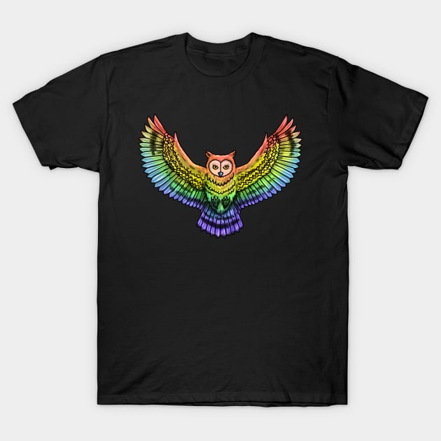 Rainbow Owl T-Shirt by Art by Veya